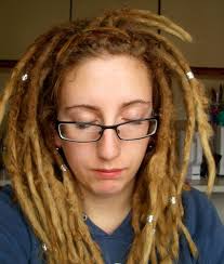 Blonde dreads... Beads... Dreads at 16 months