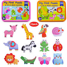 Wooden toys for 2 year olds. Lukasa Wooden Puzzles For Toddlers Puzzles For 3 Year Olds Jigsaws For 3 Year Olds Animal Jigsaw Patterns Puzzles For 2 Year Olds Montessori Educational For Toddlers Boys Girls 12 Pack Buy