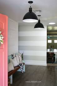 Diy Striped Accent Wall With Gray White Stripes Lolly Jane Striped Accent Walls Striped Walls Accent Wall Bedroom