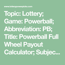 Topic Lottery Game Powerball Abbreviation Pb Title