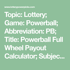 topic lottery game powerball abbreviation pb title