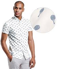 Chemisette blanche avec liseré marine en bas de la chemisette. Chemisette D Ete Blanche A Motif Raquette De Tennis Homme Jules Coup De Coeur Mode