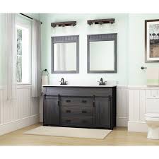 These dressing tables fit in the corner of your room and create more space in the middle of the sink. Style Selections Morriston 60 In Distressed Java Undermount Double Sink Bathroom Vanity With White Engineered Stone Top In The Bathroom Vanities With Tops Department At Lowes Com