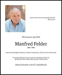 Todesanzeigen von Manfred Felder