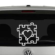 Autism heart symbol vector logo design. Autism Awareness Heart Puzzle Vinyl Decal Sticker