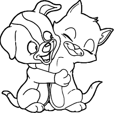 Nice Dog And Cat Friends Coloring Page Love Coloring Pages Cat Coloring Page Dog Coloring Book