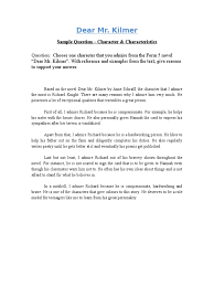 1.we must have the courage to speak out. Dear Mr Kilmer Character Characteristics