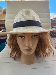 Summer Hat White W Black Ribbon Used Made in P.R.C Western Style Fabric