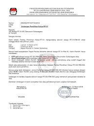 Form pemilihan ketua rt surat penuaan tanggal Undangan Pemilihan Rt