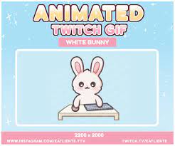 Kawaii Animated White Cream Bunny Rabbit Kitty GIF Twitch - Etsy