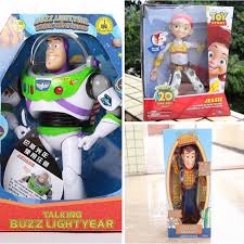 As buzz comes to life, he believes that he is a real space ranger and scans the place where he has ended up in and tries to contact star command, only for no one to answer, but then catches sight of his ripped cardboard packaging, thinking that his \\spaceship\\ has been damaged. Disney Pixar Toy S Story Characters Buzz Lightyear Woody And Jessie 1 1 Genuine Talking Movie Toys Shopee Malaysia
