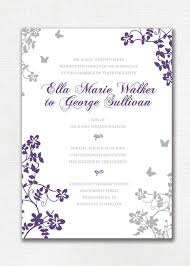 Wedding Invitation Custom Classic Floral Butterfly Purple And Gray Beautiful Simple Purple Wedding Invitations Grey Wedding Invitations Wedding Invitations