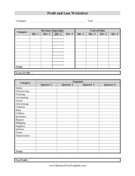 This Free Printable Profit And Loss Worksheet Covers Four Quarters Of Sales Expens Profit And Loss Statement Agriculture Business Plan Business Plan Template