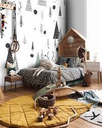 Cute Pine Trees And Deer Wallpaper Forest Wall Poster Nursery Etsy In 2021 Cool Kids Rooms Kid Room Decor Cozy Bedroom Design