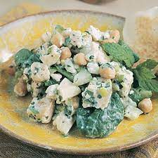 Although this chicken salad recipe is very basic, it is still creamy and full of flavor, yet still enough room to customize it just the way you like. 9 Skinny Chicken Salad Recipes Mediterranean Diet Recipes Diet Recipes Mediterranean Recipes