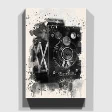 Black And White Canvas Pictures Uk East Urban Home Vintage Camera Black And White Painting On Canvas Black White Painting Watercolor On Wood Framed Wall Art