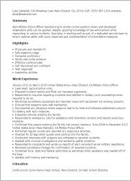 Professional Military Police Officer Templates To Showcase Your Talent Myperfectresume