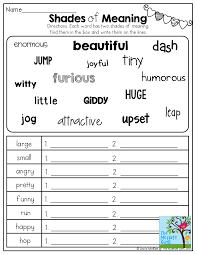 Shades Of Meaning Tons Of Other Great Printables Shades Of Meaning 2nd Grade Ela 2nd Grade Grammar