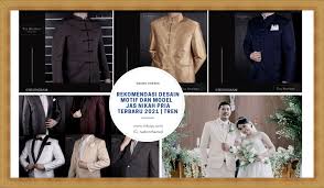 Konsep jas pada dasarnya tidak jauh berbeda, umumnya perbedaannya ada pada lipatan dada (single dan double), model dan letak saku, serta kombinasi warna. Model Desain Jas Nikah Pria Terbaru Tahun 2021 Motif Elegan Mewah