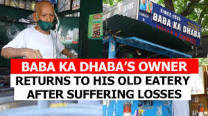 New delhi india, june 18 (ani): Baba Ka Dhaba S Owner Returns To His Old Eatery After Suffering Losses And Closure Of His Restaurant Delhi News Times Of India
