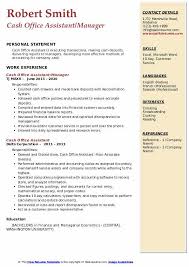 Financial clerks, or finance clerks, perform a variety of financial administrative tasks, including managing and updating records, processing invoices, and tracking transactions. Cash Office Assistant Resume Samples Qwikresume