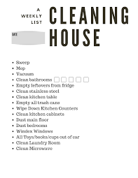 I think that is not a bad idea. Free Printable Weekly Cleaning Lists Arinsolangeathome