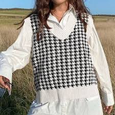 Check spelling or type a new query. Sosana Oversized Houndstooth Knit Vest Yesstyle