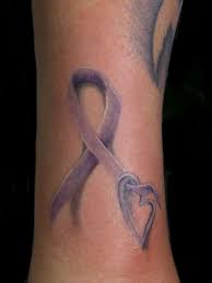 Pink ribbons symbolize breast cancer awareness, purple ribbons symbolize awareness for all cancers. 30 Unique Purple Ribbon Tattoos