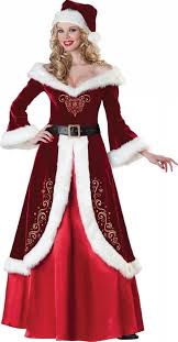 Beautiful Deluxe Mrs Santa Claus Suit This Long Red Dress Is A Great Christmas Outfit Fancy Dress Costumes Costumes For Women Costume Dress