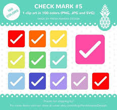 100 Colors Clip Art Check Mark 5 Checkmark Clipart Task Etsy Clip Art Printable Stickers Rainbow Clipart