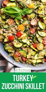 30 Minute Ground Turkey Zucchini Skillet With Pesto Ground Turkey And Zucchini Recipe Ground Turkey Recipes Healthy Healthy Turkey Recipes