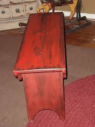 I painted it with waverly chalk acrylic paint in white. Primitive Blessings Wood Bench Coffee Table Red Black Distressed 469753092