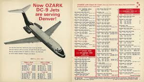 Page From The May 1967 Ozark Airline Timetable Showing All Of The Ozark Connections Out Of Des Moines None Of The Fares Are Ozark Vintage Airlines Des Moines