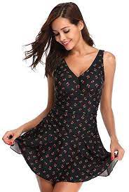 Shekini Women S One Piece Skirt Swimsuit Ruched Retro Swimdress Bathing Suit At Amazon Women S Clothing Store Swim Dress Bathing Suits Skirted Swimsuit