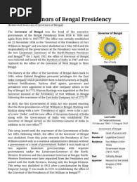 History of the Governor of Bengal | PDF | British India | India–United Kingdom Relations