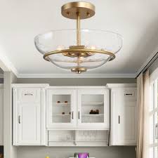 Orillon modern macaron flush mount ceiling fan with light for indoor kitchen bathroom bedroom,remote led 3 color lighting low profile quiet electric fan with 4 abs blades, 22 inches black qzfh invisible ceiling fan with lights, 22 inches led dimmable remote control 3 color lighting modes, acrylic blades metal shell, semi flush mount low profile. Mid Century Modern Gold 3 Light Semi Flush Mount Light For Dining Room Bathroom W12 X H9 Overstock 30955080