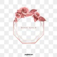 Elegant Delicate Rose Gold Octagonal Rose Leaf Border Png And Psd In 2020 Geometric Rose Rose Gold Painting Leaf Border
