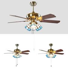 42 Inch Glass Cone Led Ceiling Fan 3 4 5 Lights Vintage Semi Flush Mount Light For Restaurant Beautifulhalo Com