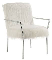 White Faux Sheep With Chrome Leg Accent Chair White Accent Chair Accent Chairs Coaster Furniture