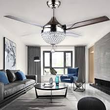 Ceiling fanthe merwry matte black 52 in. Moerun 44 Crystal Modern Ceiling Fan With Light 4 Stainless Steel Blades Remote Led Ceiling Fans 3 Color Changes 3 Buy Online In Bahamas At Bahamas Desertcart Com Productid 152370258