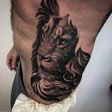 Lion Tattoos Blackandgrey Side Stomach Tattoos Side Stomach Tattoos For Guys Tattoos For Guys