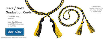 Caps, gowns, tassels, diploma covers, sashes, stoles Black And Gold Graduation Cords From Honors Graduation