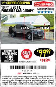 Coverpro 10 Ft X 20 Ft Portable Car Canopy For 99 99 In 2020 Car Canopy Harbor Freight Tools Canopy