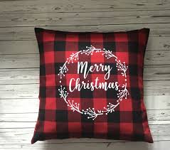 Throw Pillow Holiday Pillow Buffalo Check Farmhouse Plaid Etsy Holiday Pillows Throw Pillows Christmas Buffalo Plaid Christmas