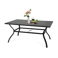 Maybe you would like to learn more about one of these? Ulax Furniture Outdoor Patio Rectangular Slatted Dining Table With Umbrella Hole Classic Black Walmart Com Walmart Com