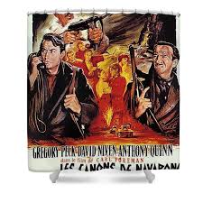 Movie poster for ''The Guns of Navarone'' 2, with Gregory Peck and Anthony  Quinn, 1961 Shower Curtain by Retro Movie Art - Pixels