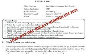 Soal Dan Kunci Jawaban Pat Pai Smp Kelas 7 Kurikulum 2013 Tahun Pelajaran 2018 2019 Didno76 Com