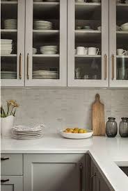 White Quartz Countertops Greige Cabinets Backsplash Kitchen Inspirations Kitchen Kitchen Interior