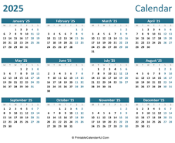 Here you will find free printable pdf calendars for the years 2021, 2022, 2023, 2024, 2025, and more. Printable Yearly Calendar 2025