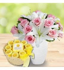 Rose Lily With Smiley Gift Get Well Flowers Flower Delivery Get Well Soon Flowers